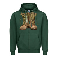 Sports Green soldier boots Zipper Hoodie - RanaPortraitStore