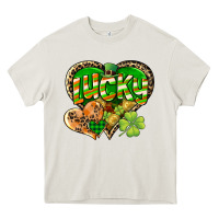 Cream Lucky heart St. Patrick's Day Heavy Core Tee - CowGirlArtShop