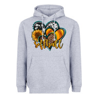 Heather Grey softball hearts Heavyweight Hoodie - Jasminsmagicworld