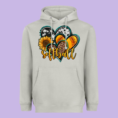 Softball Hearts Heavyweight Hoodie Designed By Jasminsmagicworld