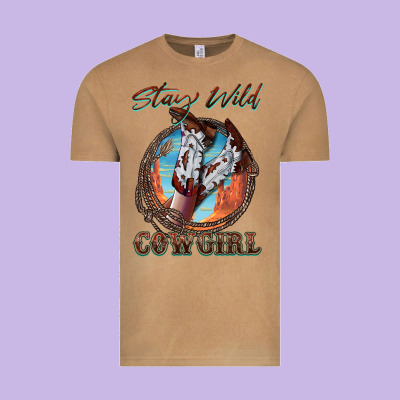 Stay Wild Cowgirl Vintage Tee Designed By Fadigitalartstudio
