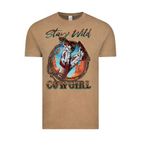 Vintage Coffee Stay Wild Cowgirl Vintage Tee - FaDigitalArtStudio