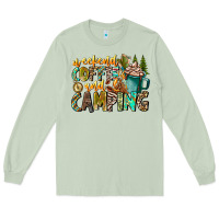 Matcha Weekends Coffee And Camping Long Sleeve Tee - CowhideDigitalArt