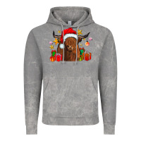 Cloud Rock festive highland cow Vintage Hoodie - CowhideDigitalArt