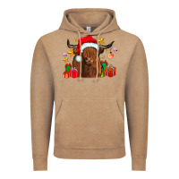 Vintage Coffee festive highland cow Vintage Hoodie - CowhideDigitalArt