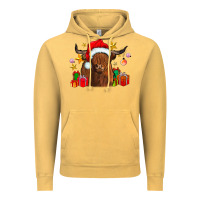 Vintage Mustard festive highland cow Vintage Hoodie - CowhideDigitalArt