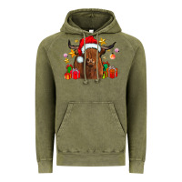 Vintage Olive festive highland cow Vintage Hoodie - CowhideDigitalArt