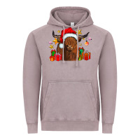 Vintage Zinc festive highland cow Vintage Hoodie - CowhideDigitalArt