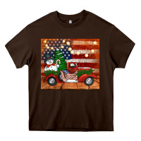 Chocolate Brown christmas truck with american flag Heavy Core Tee - Jasminsmagicworld