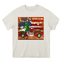 Cream christmas truck with american flag Heavy Core Tee - Jasminsmagicworld