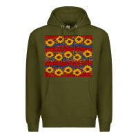 Army Green usa and sunflower pattern Premium Hoodie - Artiststas