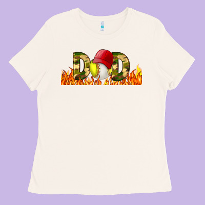 Baseball And Softball Dad Libbey Glass Ladies Tee Designed By Bundleandbundleshop