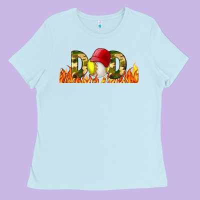 Baseball And Softball Dad Libbey Glass Ladies Tee Designed By Bundleandbundleshop