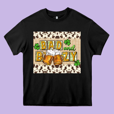 Bad And Boozy Heavy Core Tee Designed By Cowgirlartshop