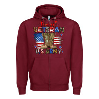 Burgundy proud veteran u.s army Zipper Hoodie - RanaPortraitStore