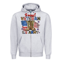 Heather Grey proud veteran u.s army Zipper Hoodie - RanaPortraitStore