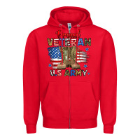 Red proud veteran u.s army Zipper Hoodie - RanaPortraitStore