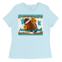 Baby Blue american football and butterfly mousepad Ladies Tee - BundleAndBundleShop