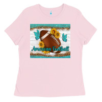 Bubblegum Pink american football and butterfly mousepad Ladies Tee - BundleAndBundleShop