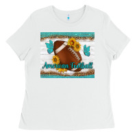 White american football and butterfly mousepad Ladies Tee - BundleAndBundleShop