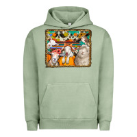 Pigment Oil Green autumn sheeps Urban Hoodie - Jasminsmagicworld