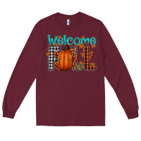 Burgundy Welcome Fall Long Sleeve Tee - CowhideDigitalArt