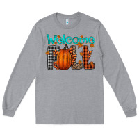 Heather Grey Welcome Fall Long Sleeve Tee - CowhideDigitalArt