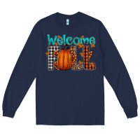 Navy Welcome Fall Long Sleeve Tee - CowhideDigitalArt