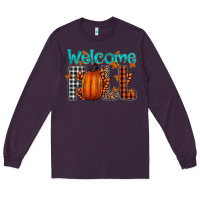 Plum Welcome Fall Long Sleeve Tee - CowhideDigitalArt