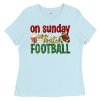 Baby Blue on sunday we watch football Ladies Tee - BundleAndBundleShop