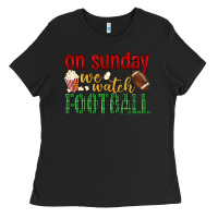 Black on sunday we watch football Ladies Tee - BundleAndBundleShop