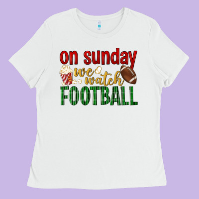 On Sunday We Watch Football Ladies Tee Designed By Bundleandbundleshop
