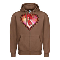 Chestnut valentines day rooster with leopard heart Zipper Hoodie - RanaPortraitStore