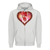 Dove Grey valentines day rooster with leopard heart Zipper Hoodie - RanaPortraitStore