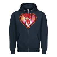Navy valentines day rooster with leopard heart Zipper Hoodie - RanaPortraitStore