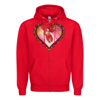 Red valentines day rooster with leopard heart Zipper Hoodie - RanaPortraitStore