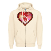 Sandshell valentines day rooster with leopard heart Zipper Hoodie - RanaPortraitStore