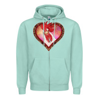 Seafoam valentines day rooster with leopard heart Zipper Hoodie - RanaPortraitStore
