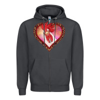 Smoke valentines day rooster with leopard heart Zipper Hoodie - RanaPortraitStore