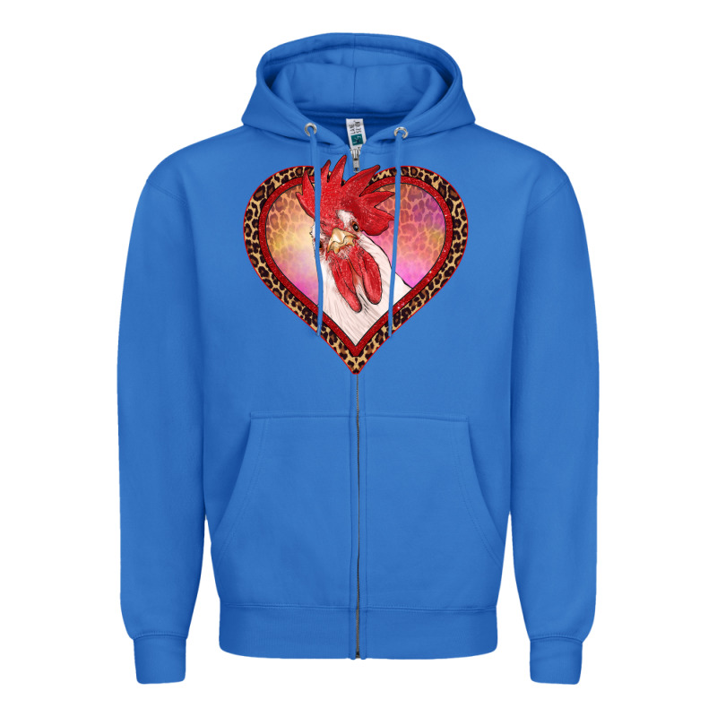 Valentines Day Rooster With Leopard Heart Zipper Hoodie by RanaPortraitStore | Teevron