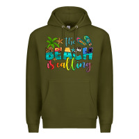 Army Green the beach is calling Premium Hoodie - Artiststas