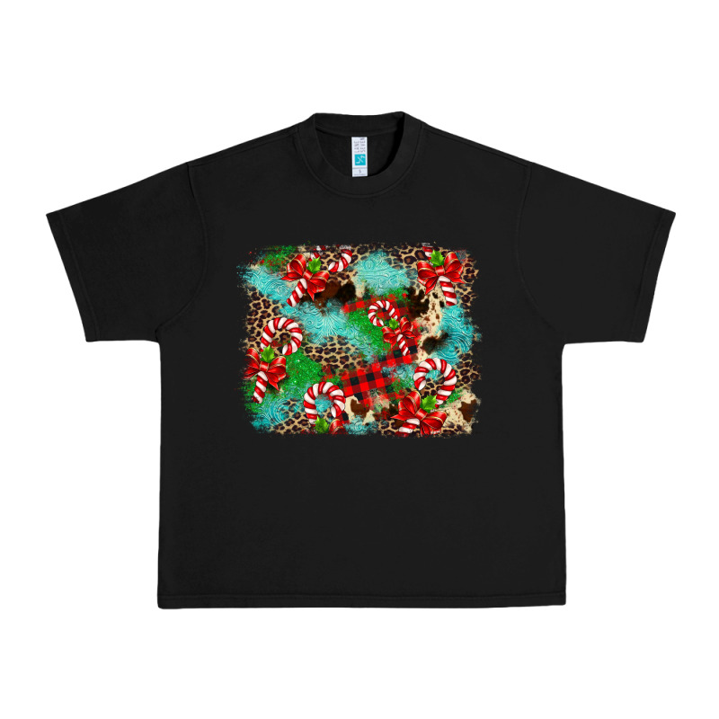 Christmas Plaid Turquoise Glitter Cowhide Urban Heavy Tee by FaDigitalArtStudio | Teevron