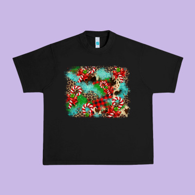 Christmas Plaid Turquoise Glitter Cowhide Urban Heavy Tee Designed By Fadigitalartstudio