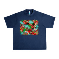 Navy Christmas Plaid Turquoise Glitter Cowhide Urban Heavy Tee - FaDigitalArtStudio