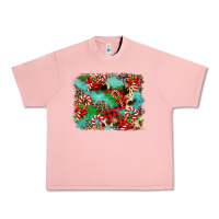 Salmon Christmas Plaid Turquoise Glitter Cowhide Urban Heavy Tee - FaDigitalArtStudio