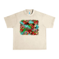 Sandshell Christmas Plaid Turquoise Glitter Cowhide Urban Heavy Tee - FaDigitalArtStudio