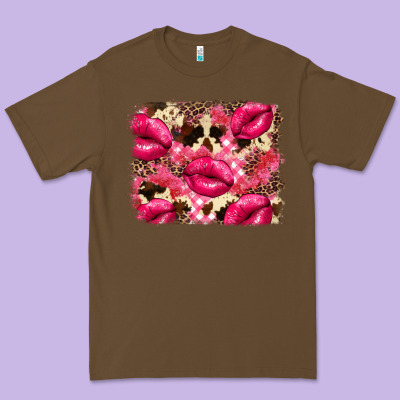 Valentine's Day Pink Plaid Red Glitter Cowhide Premium Tee Designed By Fadigitalartstudio