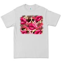 Dove Grey Valentine's Day pink plaid red glitter cowhide Premium Tee - FaDigitalArtStudio