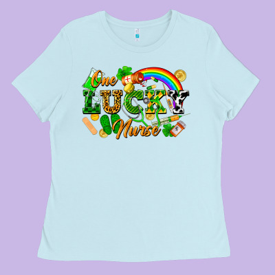 One Lucky Nurse Ladies Tee Designed By Fadigitalartstudio