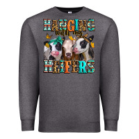 Charcoal Heather hanging with my heifers Premium Sweatshirt - Jasminsmagicworld